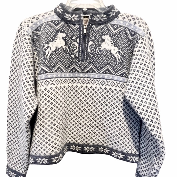 Planet Earth Sweaters Soft Peruvian Blue and White Hand Knit Sweater Sz S - Picture 1 of 5